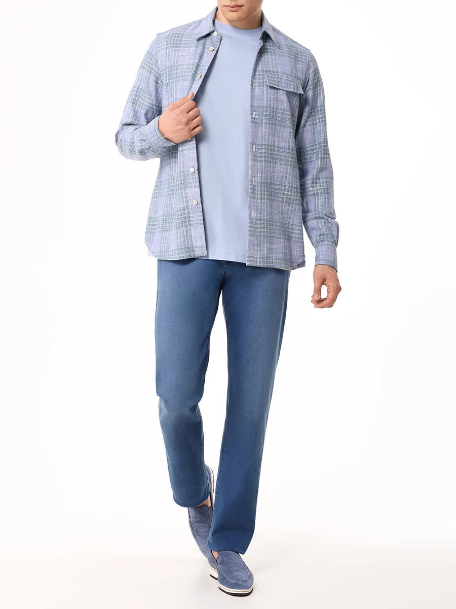 Рубашка Regular Fit шерстяная KITON UMCBUBAK0641C01 Синий  Фото 2