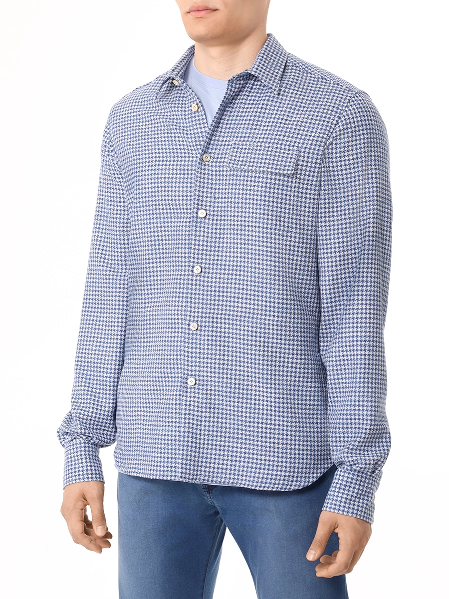 Рубашка Regular Fit шерстяная KITON UMCBUBAK0641C01 Синий  Фото 4