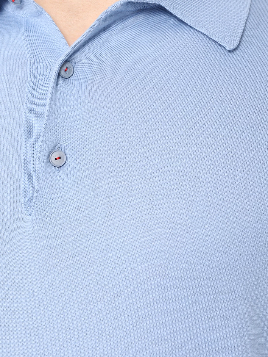 Поло хлопковое KITON UMKXX35 K128 Голубой  Фото 6