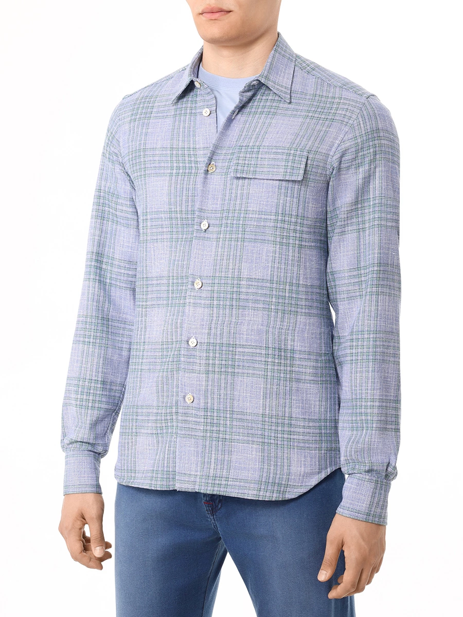 Рубашка Regular Fit шерстяная KITON UMCBUBAK0641C11000 Голубой  Фото 4