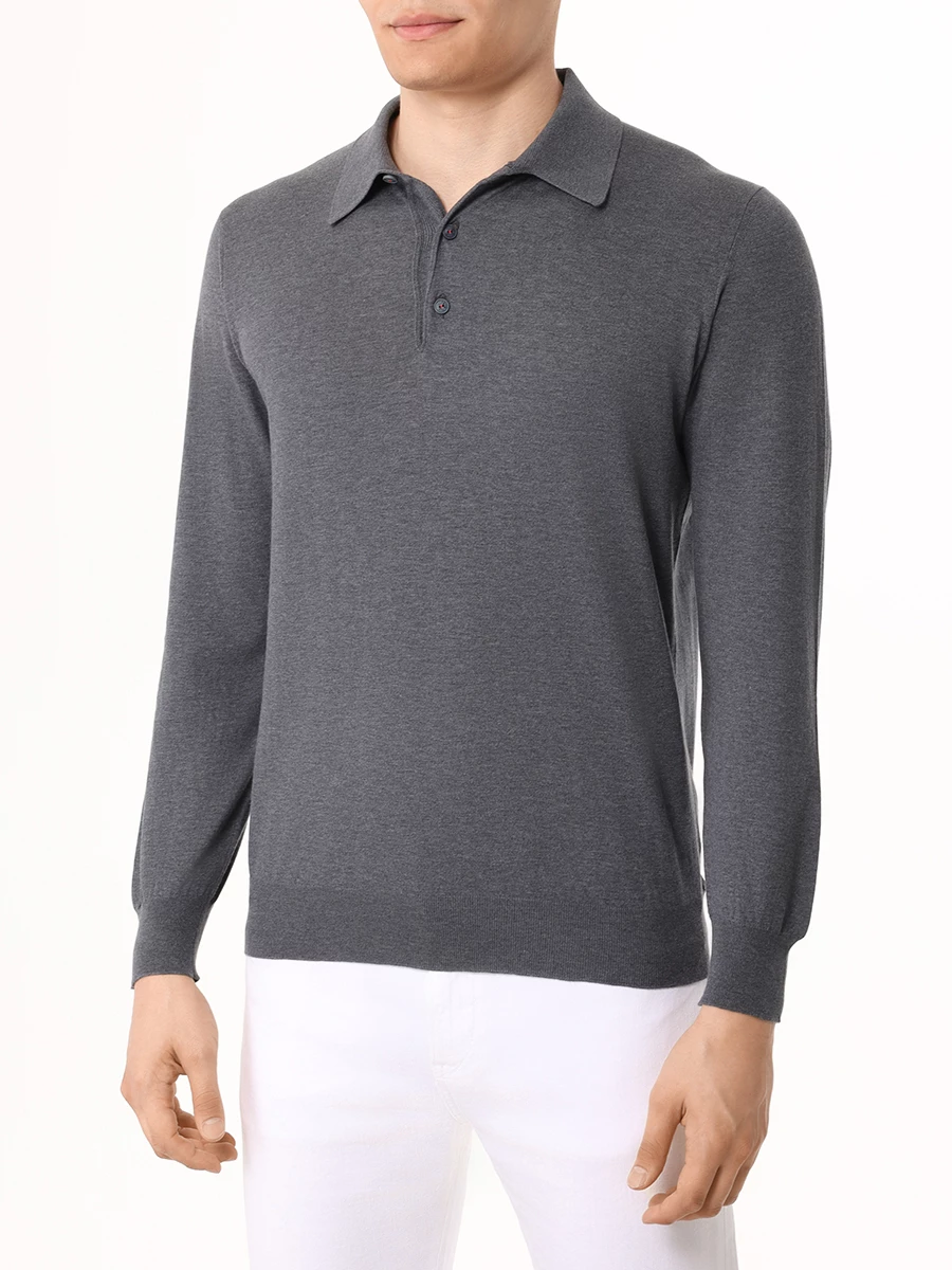 Поло хлопковое KITON UMKXX35 K284 Серый  Фото 4