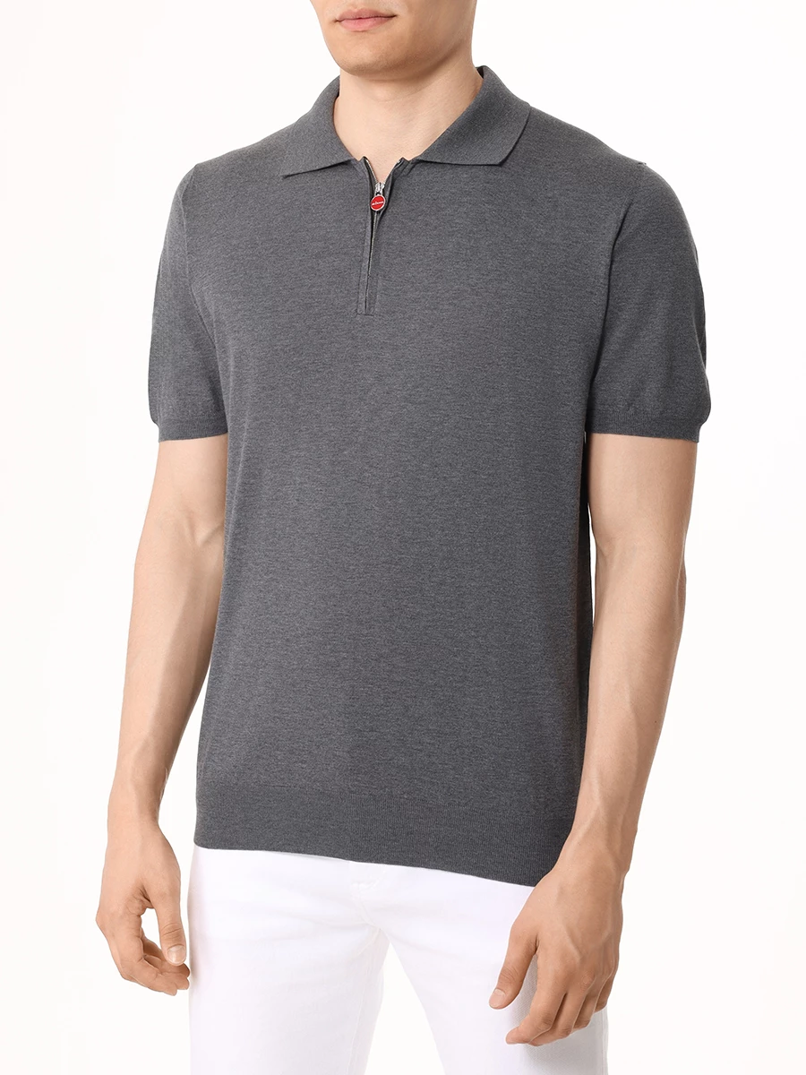 Поло хлопковое KITON UMKX33Z K284 Серый  Фото 4