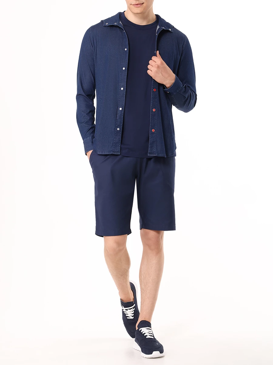 Рубашка Slim Fit хлопковая KITON UMCMAR H2 H0885901 Синий  Фото 2