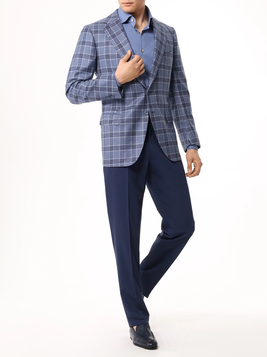 Рубашка Slim Fit хлопковая KITON UCCH0886305000 Синий  Фото 2