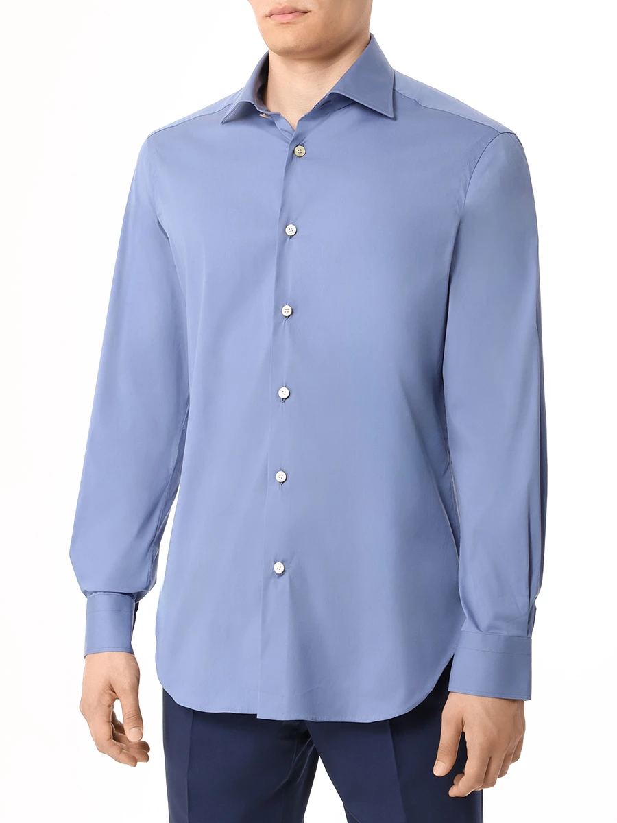 Рубашка Slim Fit хлопковая KITON UCCH0886305000 Синий  Фото 4
