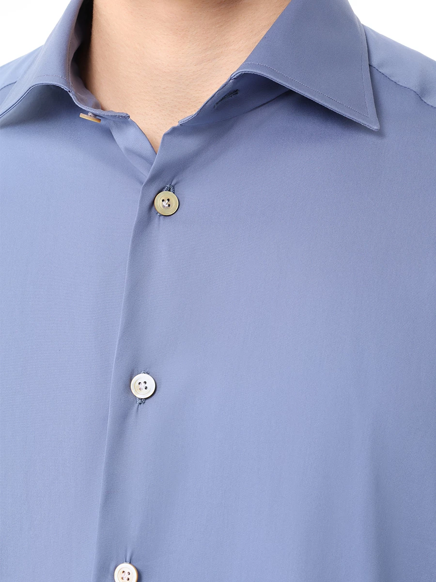 Рубашка Slim Fit хлопковая KITON UCCH0886305000 Синий  Фото 5