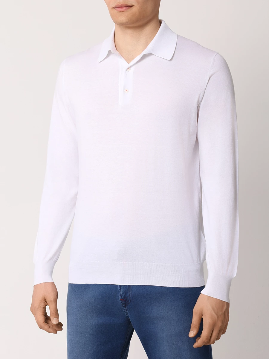 Поло хлопковое KITON UMKXX35 40C Белый  Фото 4