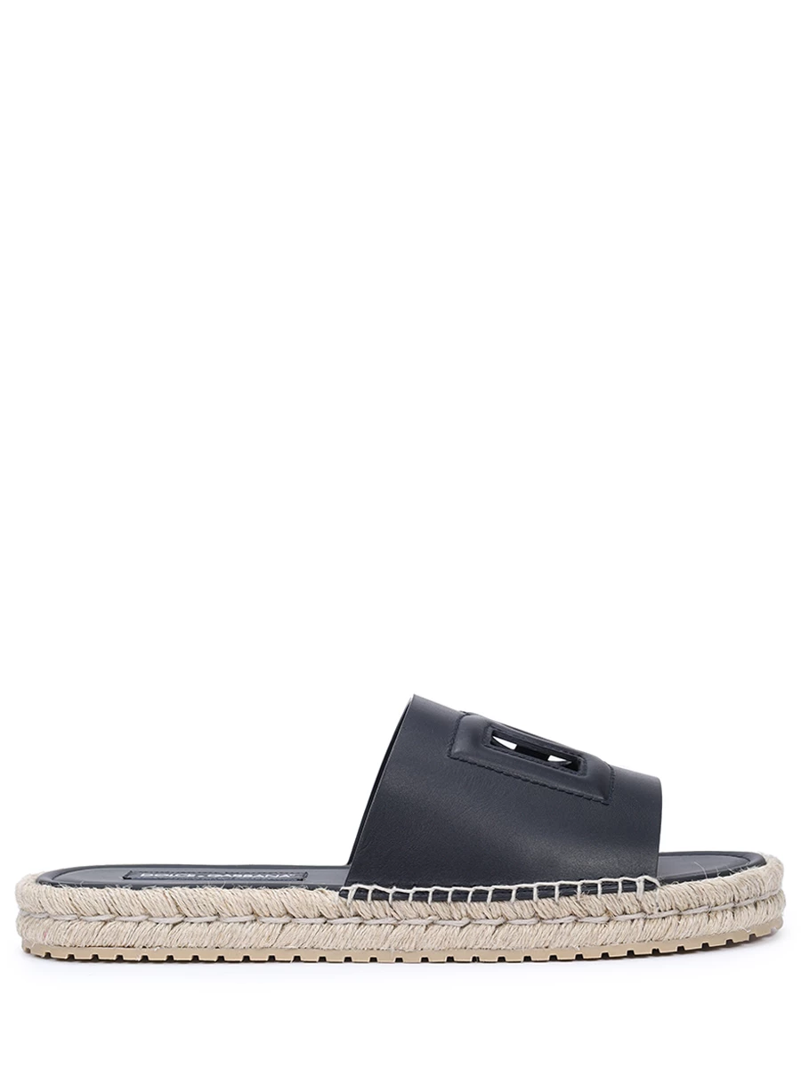 Шлепанцы кожаные DOLCE & GABBANA A80423 AO602 80999 Черный 