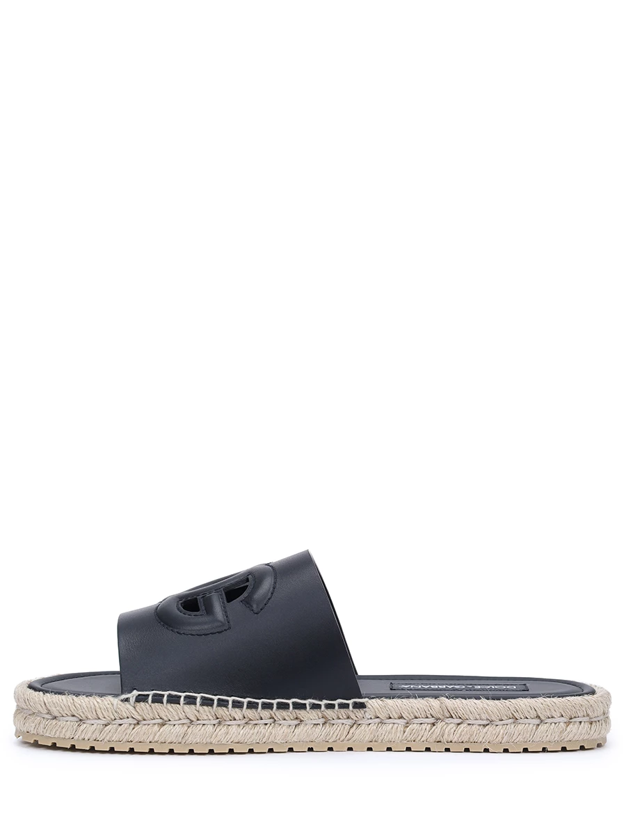 Шлепанцы кожаные DOLCE & GABBANA A80423 AO602 80999 Черный  Фото 3