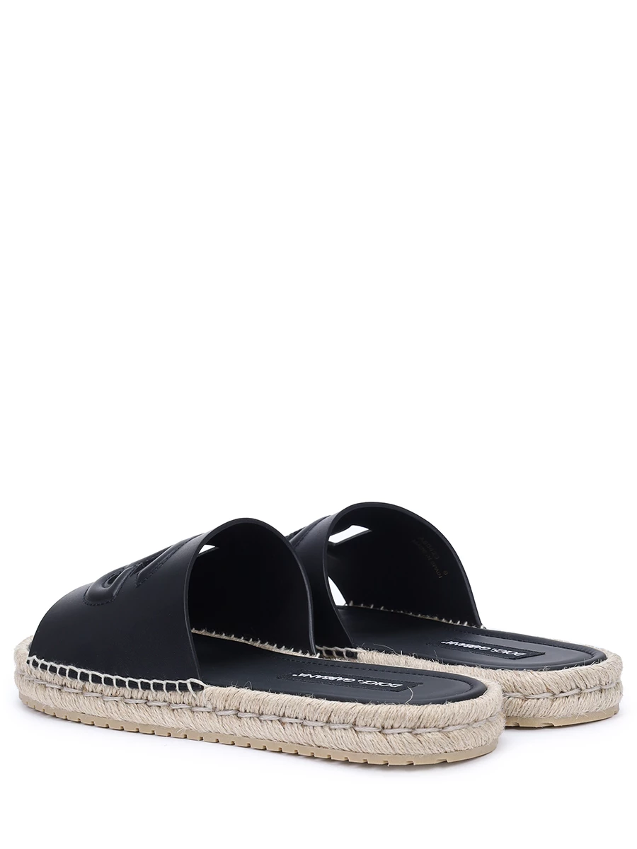 Шлепанцы кожаные DOLCE & GABBANA A80423 AO602 80999 Черный  Фото 4