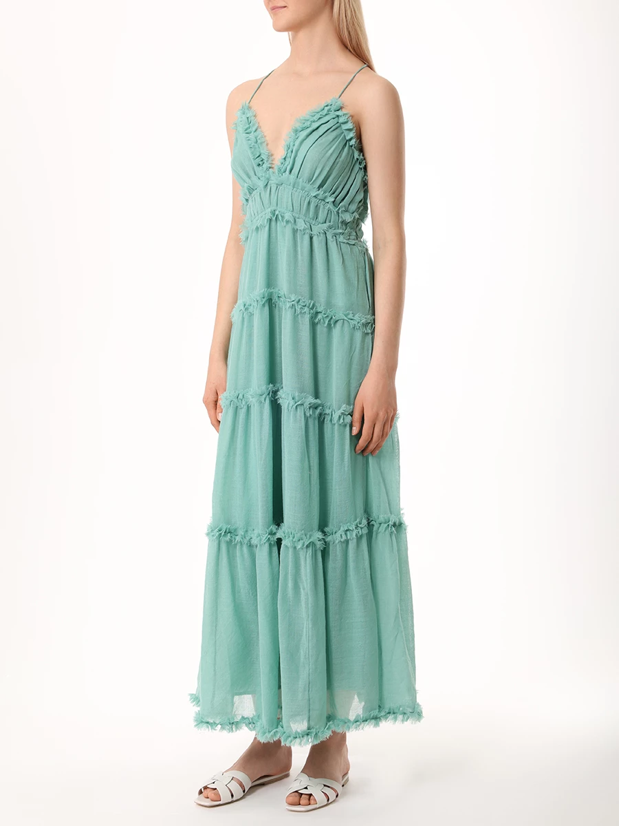 Платье однотонное ULLA JOHNSON PS240141 SGL Бирюзовый  Фото 4