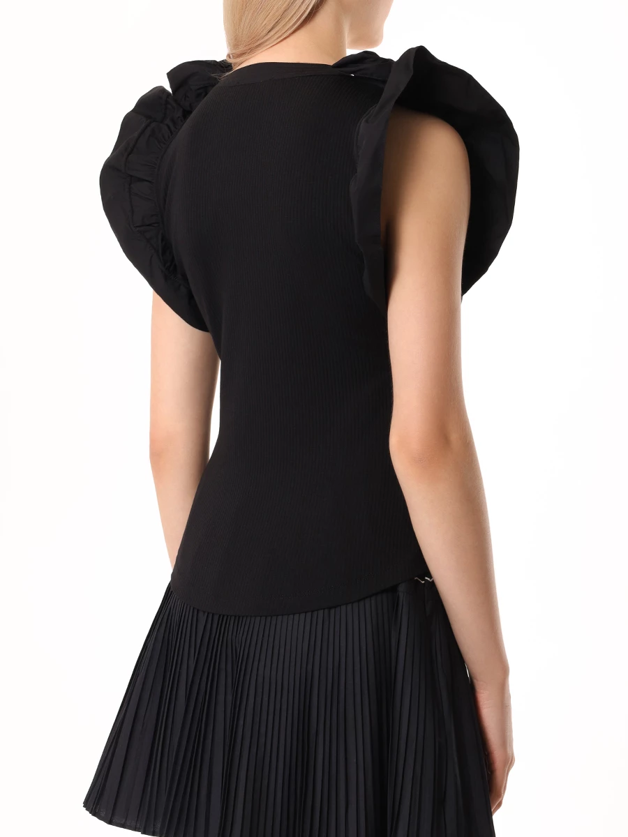 Топ из модала и хлопка ULLA JOHNSON PS240748 NOI Черный  Фото 3
