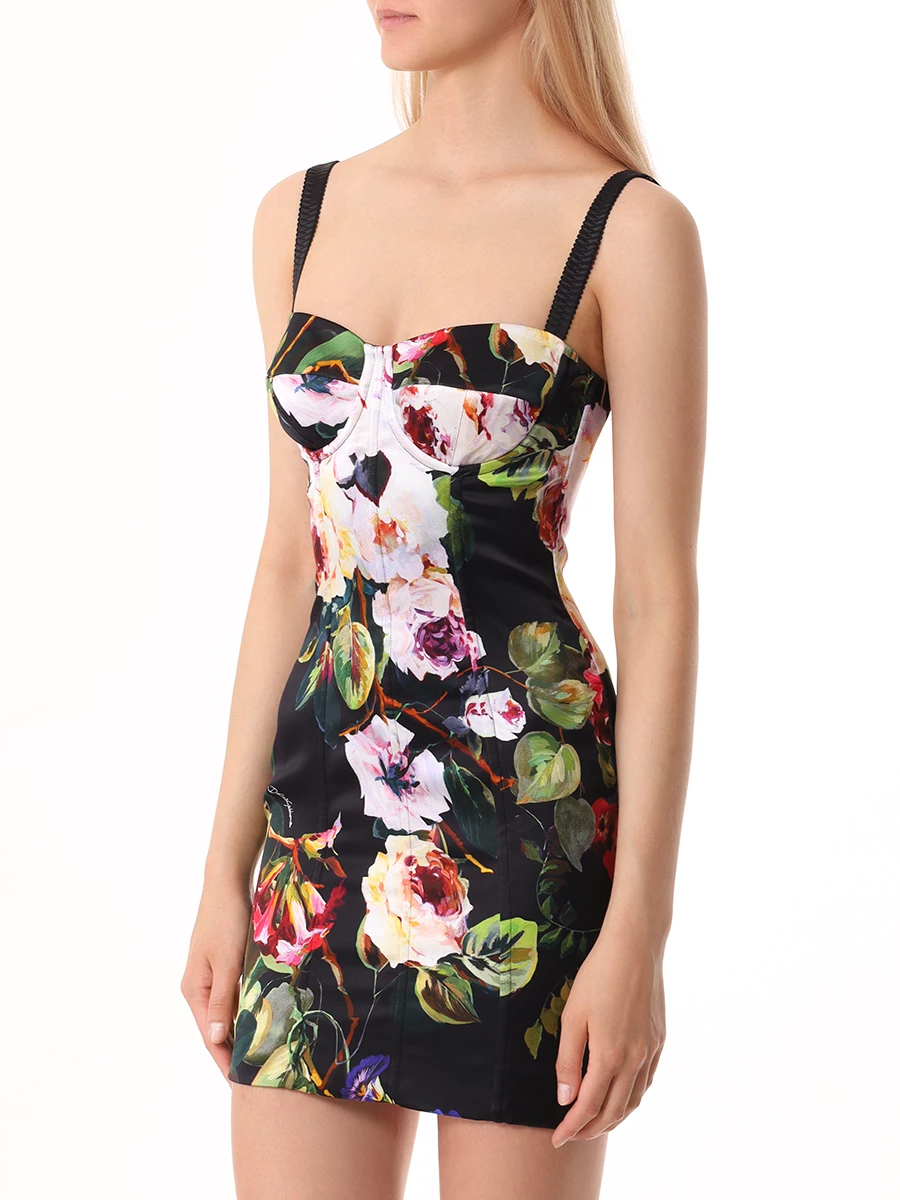 Платье из вискозы DOLCE & GABBANA F6CLMT FSIBF HN4YA Цветочный принт  Фото 4