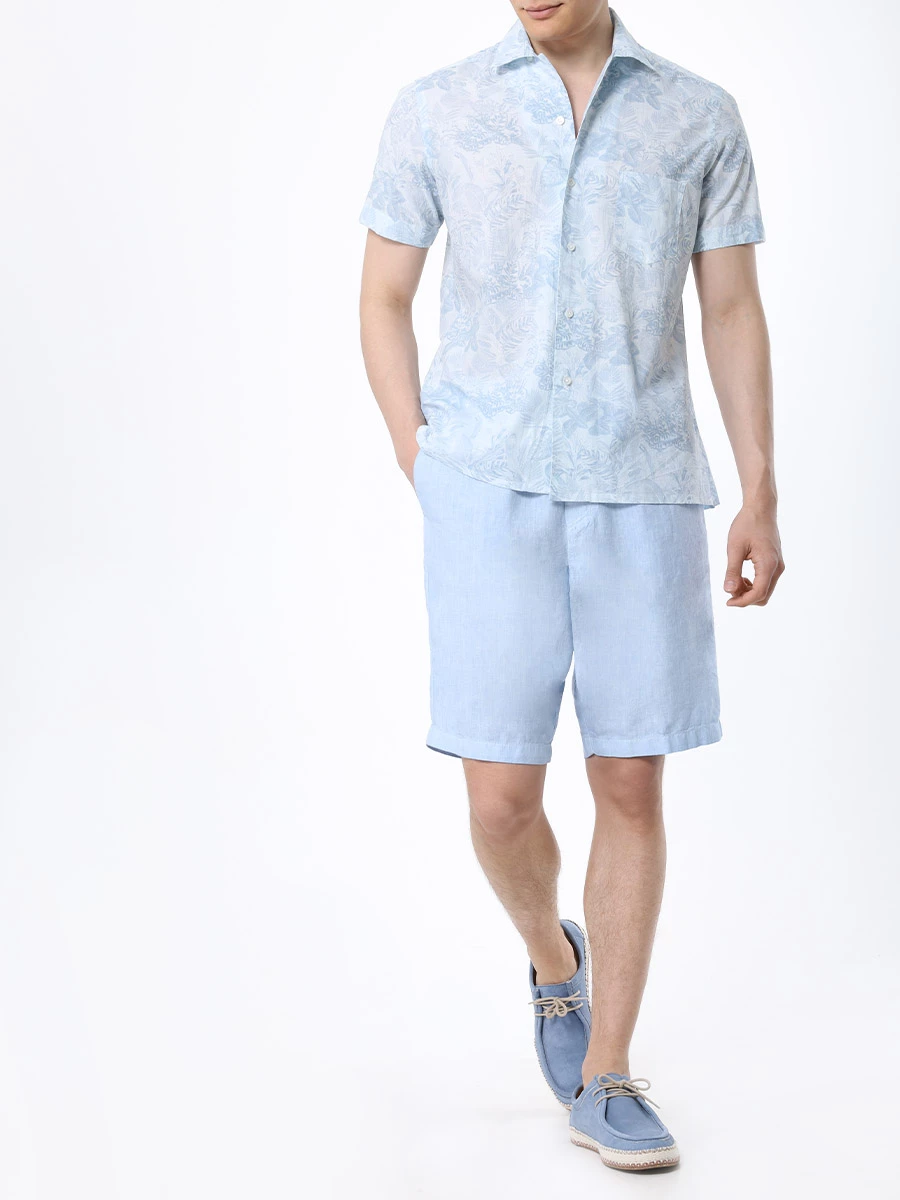 Шорты льняные 120% LINO 31ALIM29CМ-0000253-S-00/00200 Голубой  Фото 2