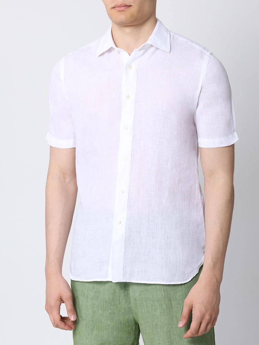 Рубашка Slim Fit льняная 120% LINO 31ALIM19FZ-0000115-0-00/000050 Белый  Фото 4
