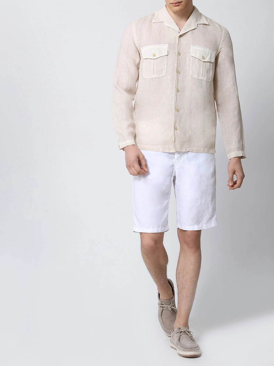 

Рубашка Regular Fit льняная, Бежевый, 31ALIM19QB-0000115-S-00/S00092