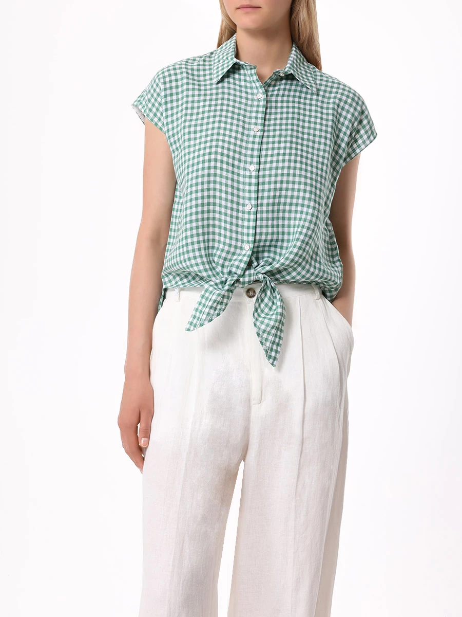 Рубашка льняная 120% LINO 19P4-G223-1 100118 Зеленый  Фото 2
