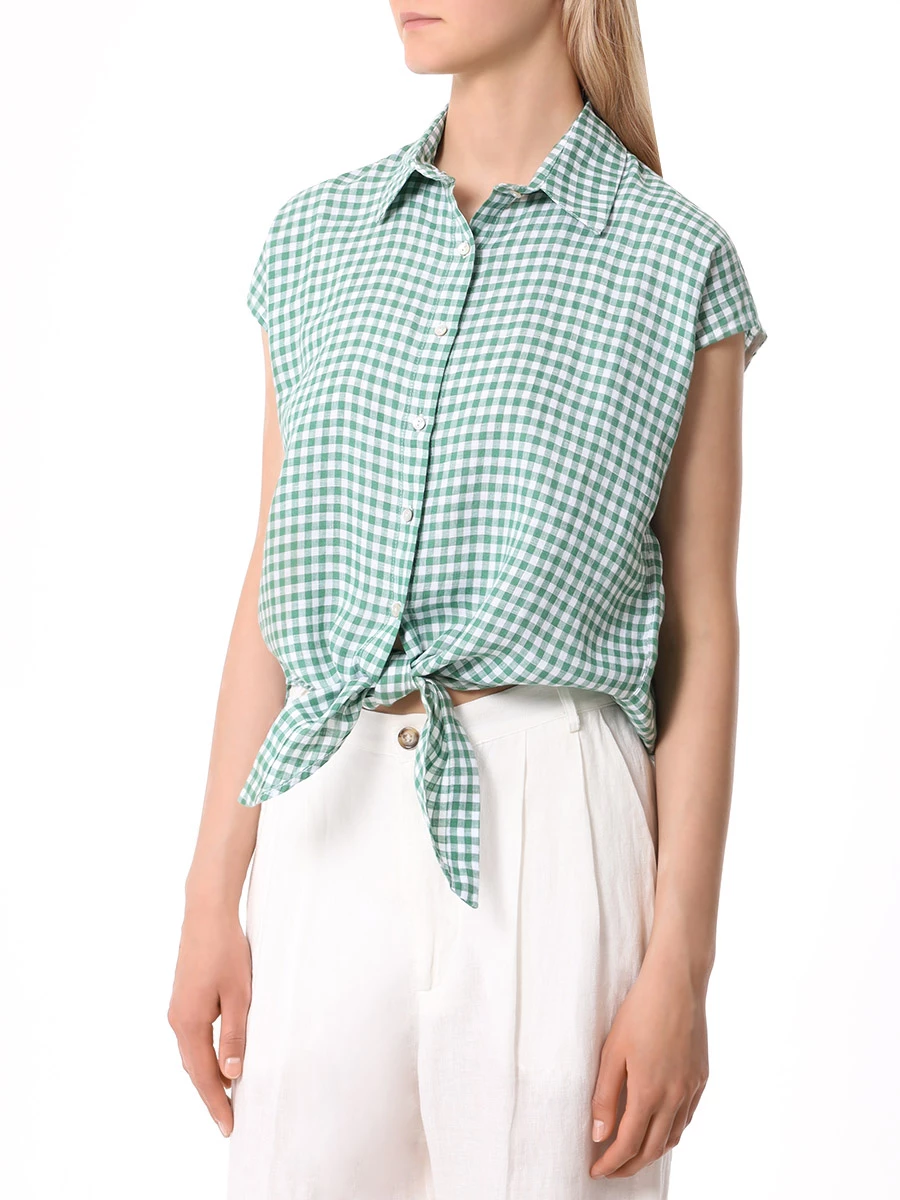 Рубашка льняная 120% LINO 19P4-G223-1 100118 Зеленый  Фото 4