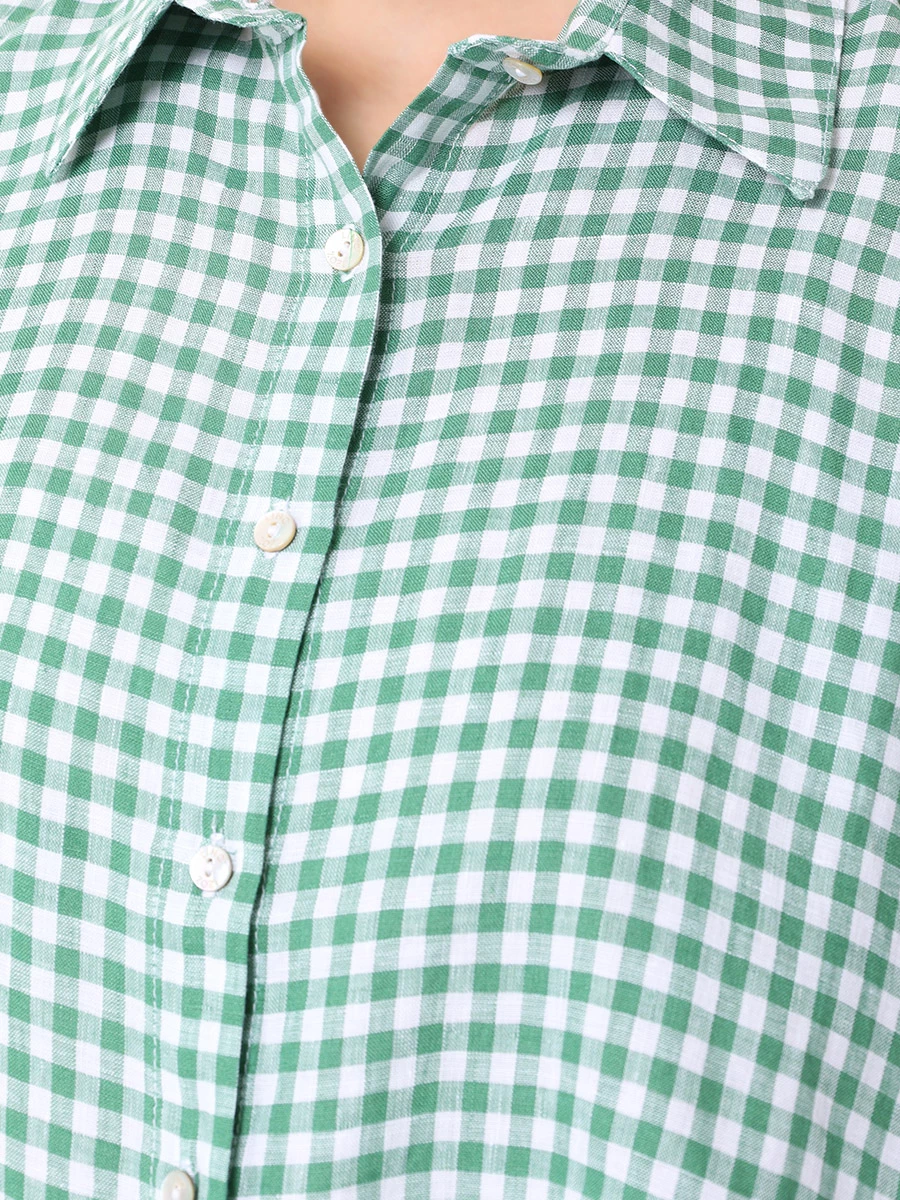 Рубашка льняная 120% LINO 19P4-G223-1 100118 Зеленый  Фото 5