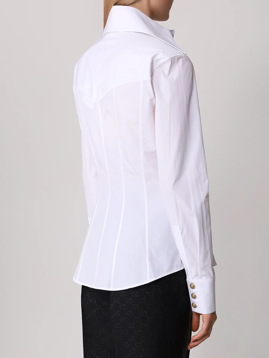 Рубашка хлопковая BALMAIN CF1HS315CE48 0FA Белый  Фото 3