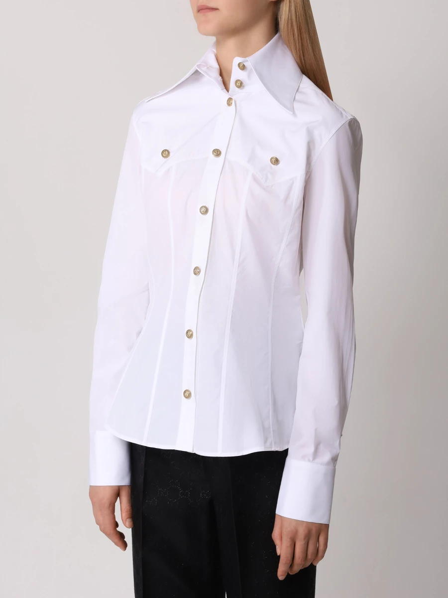 Рубашка хлопковая BALMAIN CF1HS315CE48 0FA Белый  Фото 4