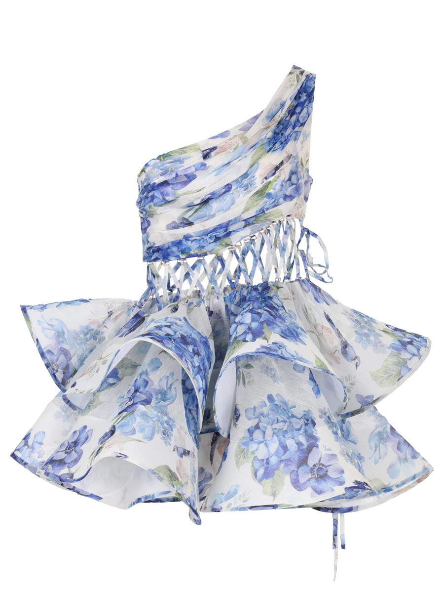 Платье из шелка и льна Iris des jardins YVON IRIS DES JARDINS Цветочный принт 