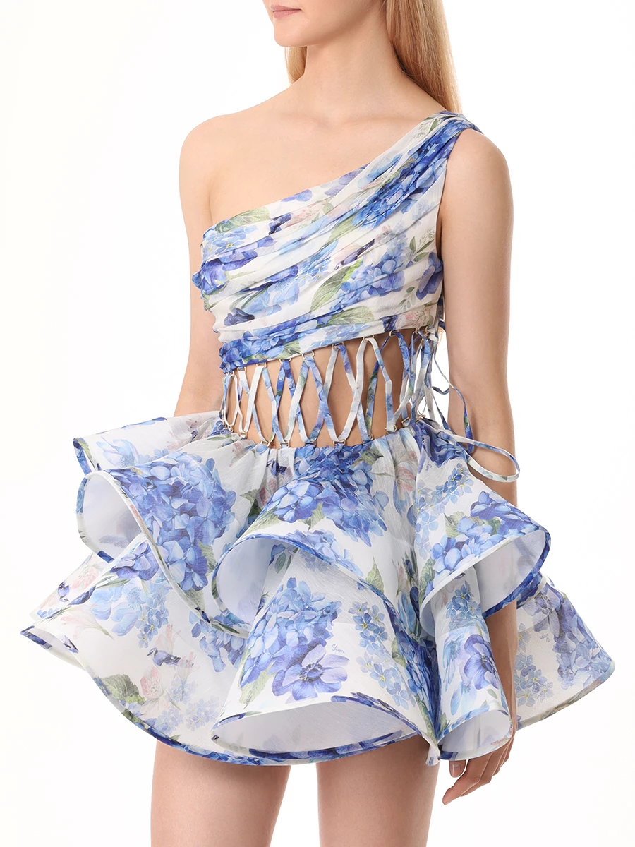 Платье из шелка и льна Iris des jardins YVON IRIS DES JARDINS Цветочный принт  Фото 4