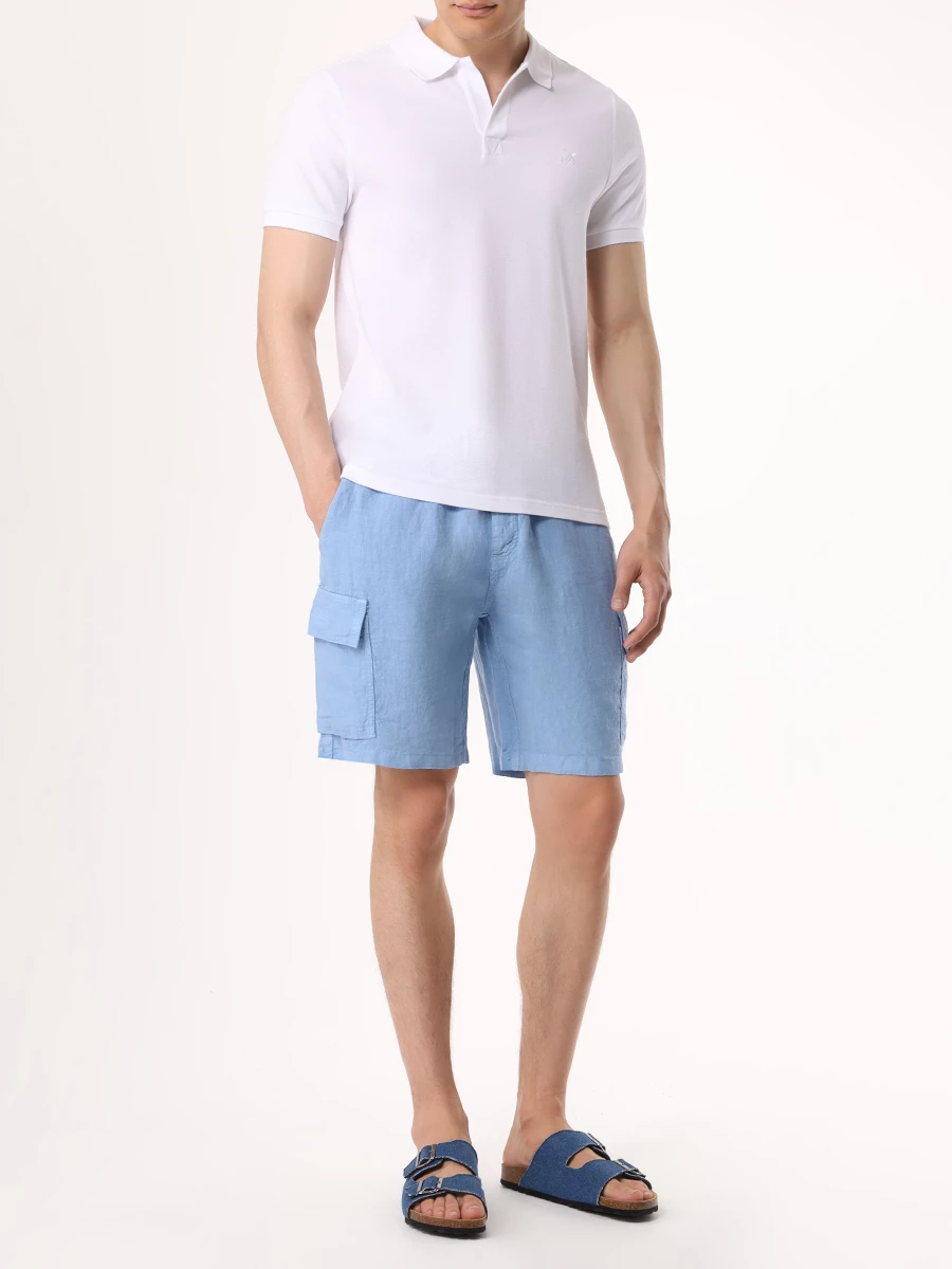 

Шорты льняные, Голубой, BAIU3U01/368