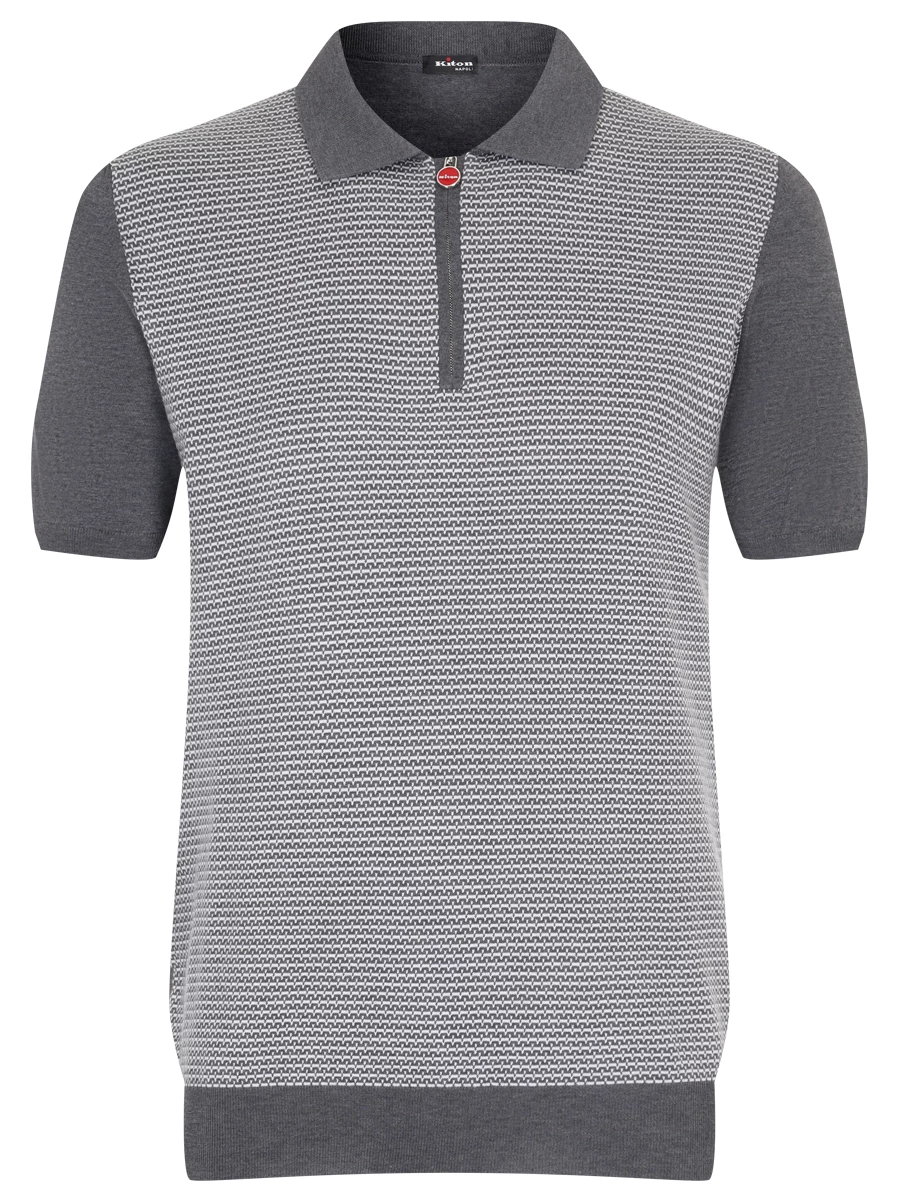 Поло хлопковое KITON UMK1340V313000 Серый 