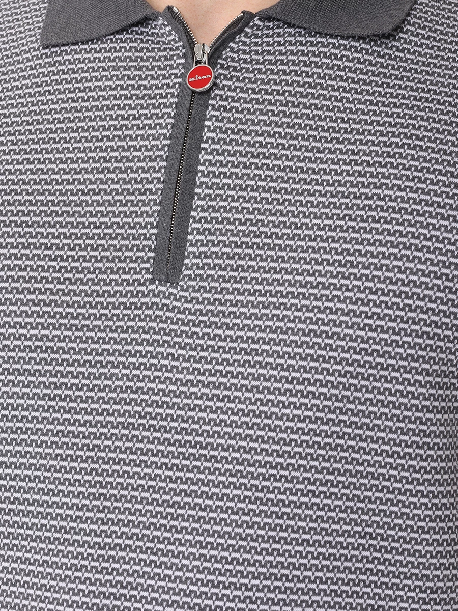 Поло хлопковое KITON UMK1340V313000 Серый  Фото 5