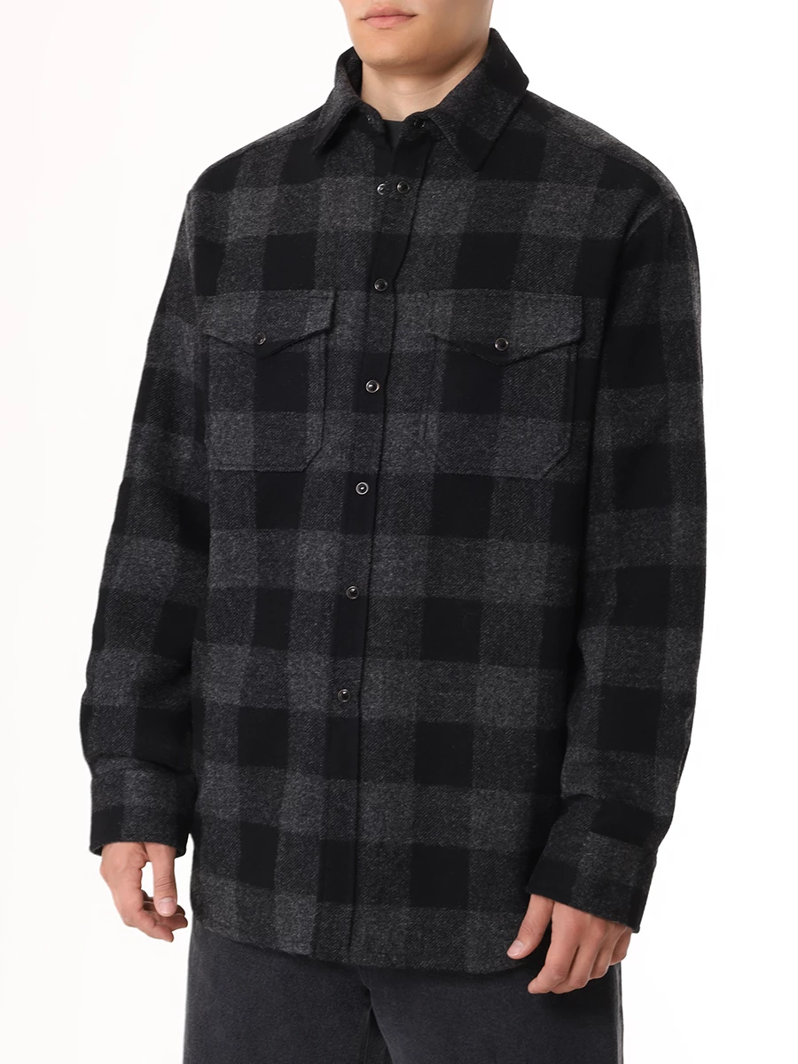 Рубашка шерстяная VETEMENTS UE64SH260BG GREYBLACKCHECK Черный  Фото 4
