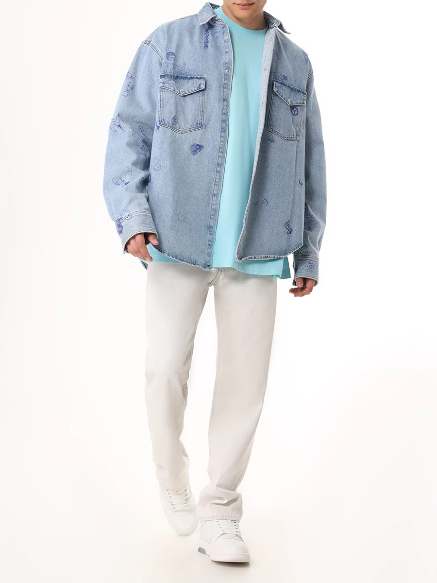 Рубашка джинсовая VETEMENTS UE64SH600N BLUE Принт  Фото 2