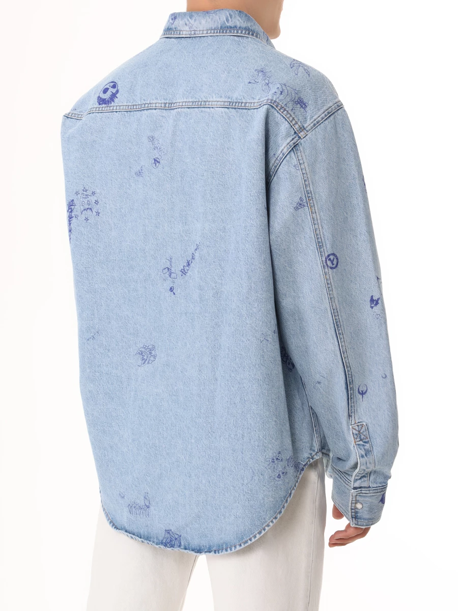 Рубашка джинсовая VETEMENTS UE64SH600N BLUE Принт  Фото 3
