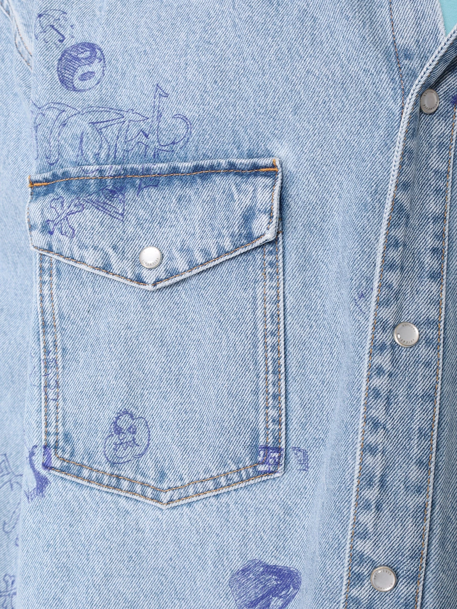 Рубашка джинсовая VETEMENTS UE64SH600N BLUE Принт  Фото 5