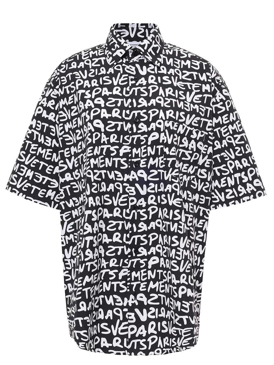 Рубашка хлопковая VETEMENTS UE64SH800BW GRPRBLACWHITE Белый 