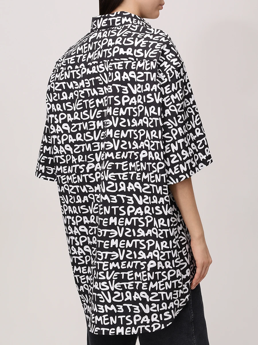 Рубашка хлопковая VETEMENTS UE64SH800BW GRPRBLACWHITE Белый  Фото 3