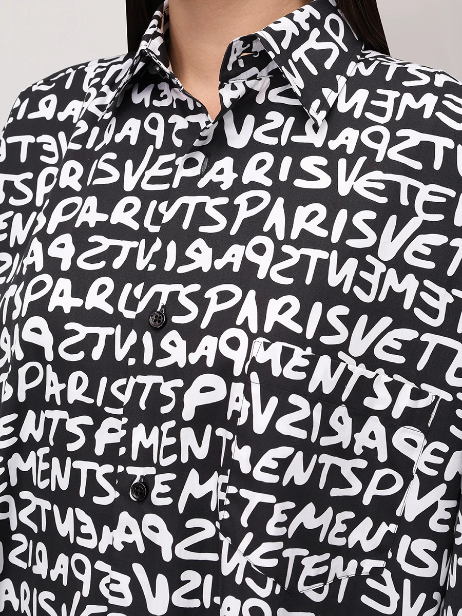 Рубашка хлопковая VETEMENTS UE64SH800BW GRPRBLACWHITE Белый  Фото 5