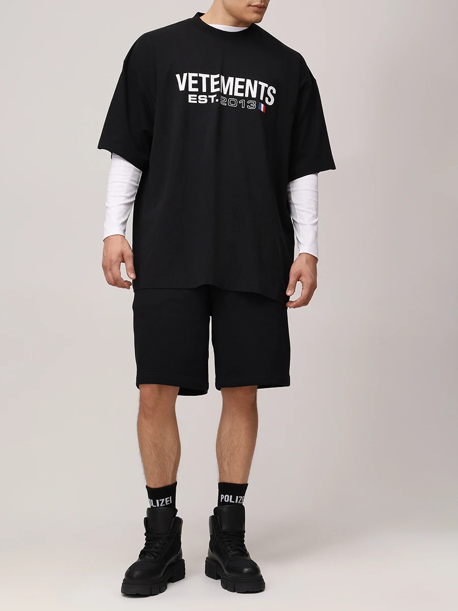 Футболка хлопковая VETEMENTS UE64TR160B BLACK Черный  Фото 2