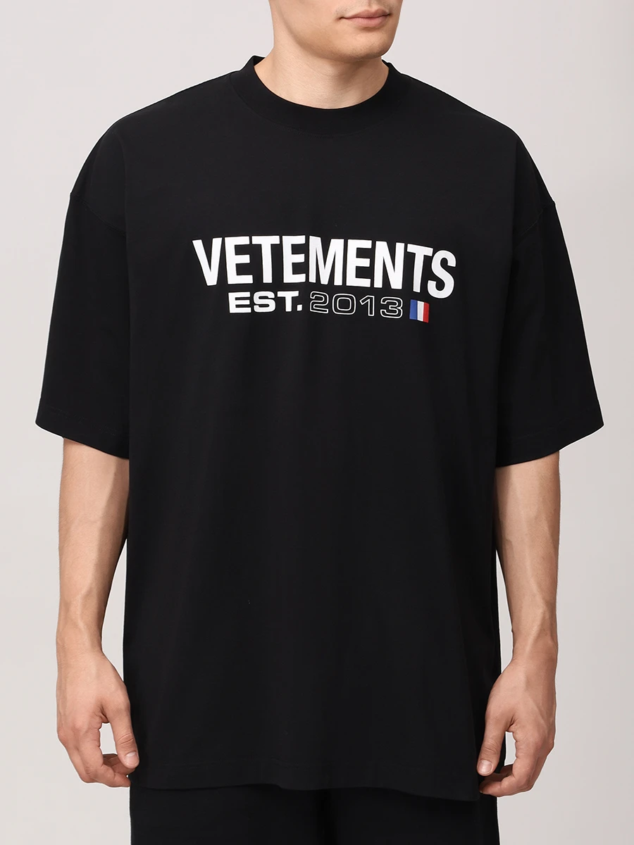 Футболка хлопковая VETEMENTS UE64TR160B BLACK Черный  Фото 4