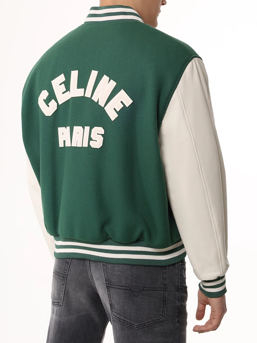 Куртка комбинированная CELINE 2W40C896C30GN Зеленый  Фото 3