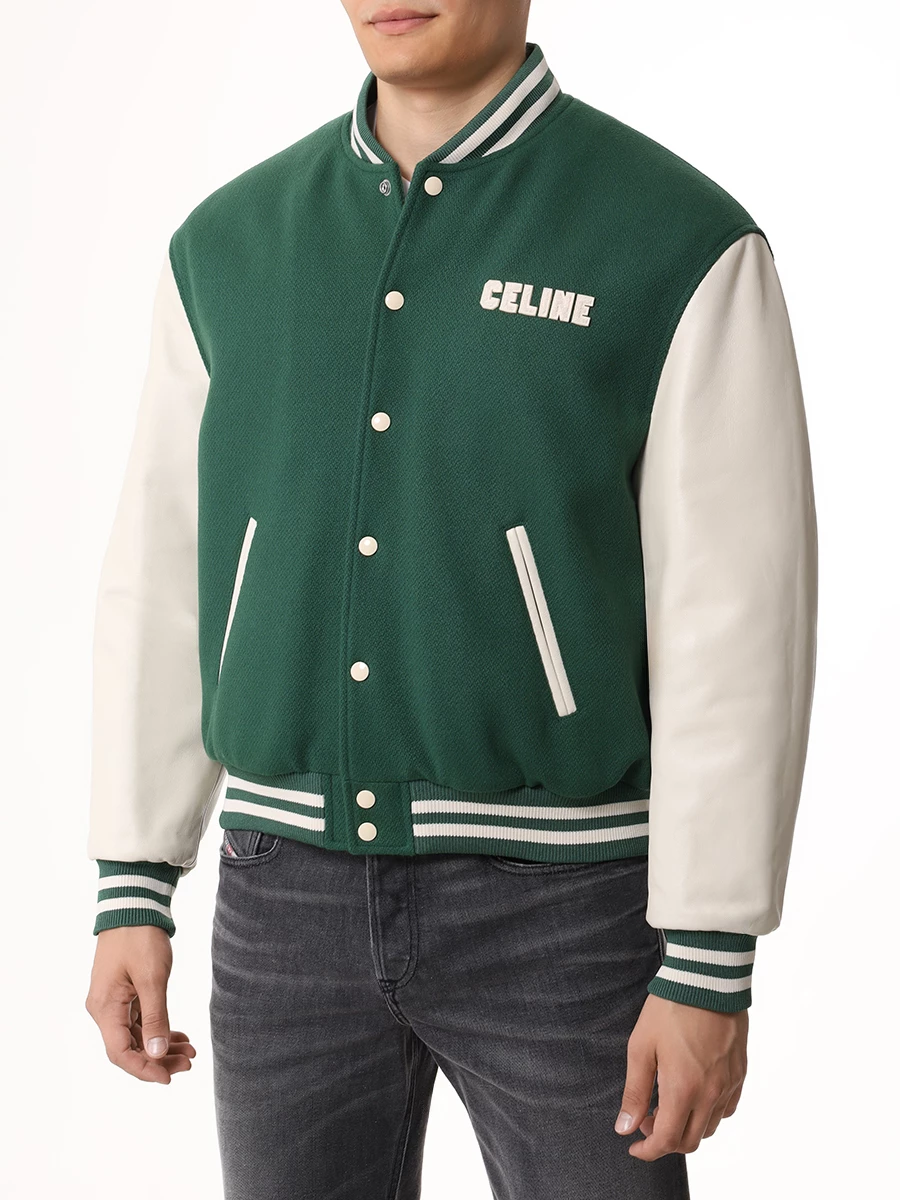 Куртка комбинированная CELINE 2W40C896C30GN Зеленый  Фото 4