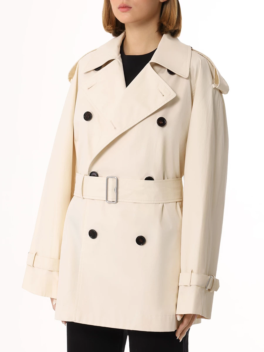 Плащ хлопковый BURBERRY 8083207 B8620 Кремовый  Фото 4
