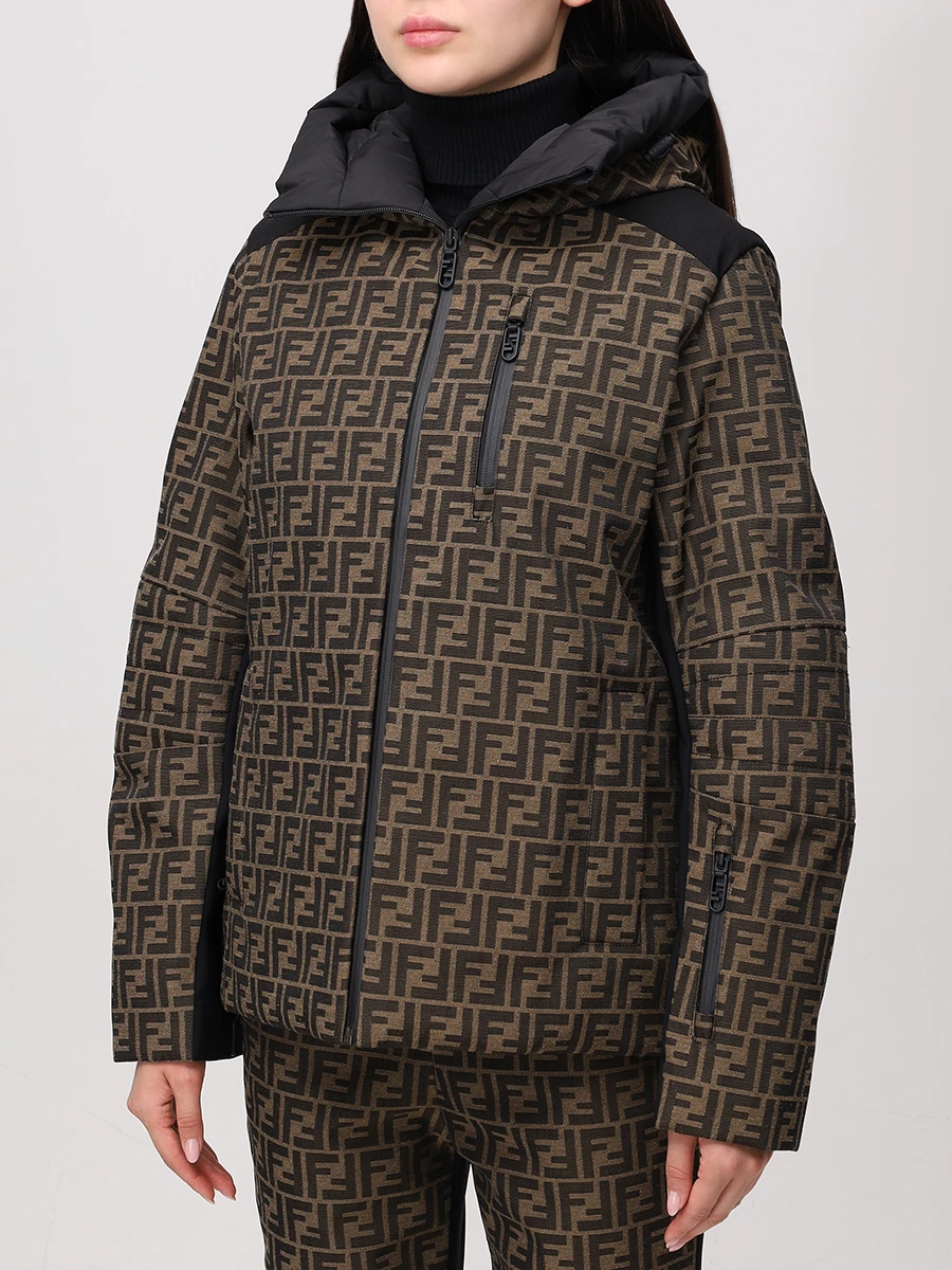 Пуховик с принтом FENDI FAN151 AWYC F118W Коричневый  Фото 4