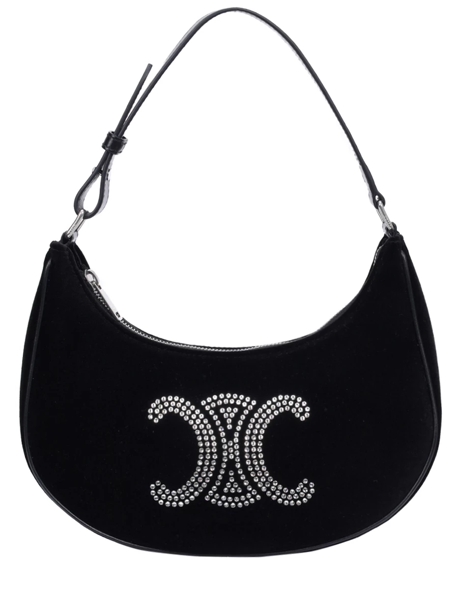 Сумка текстильная Triomphe Ava CELINE 193952FJM38SI Стразы Черный 