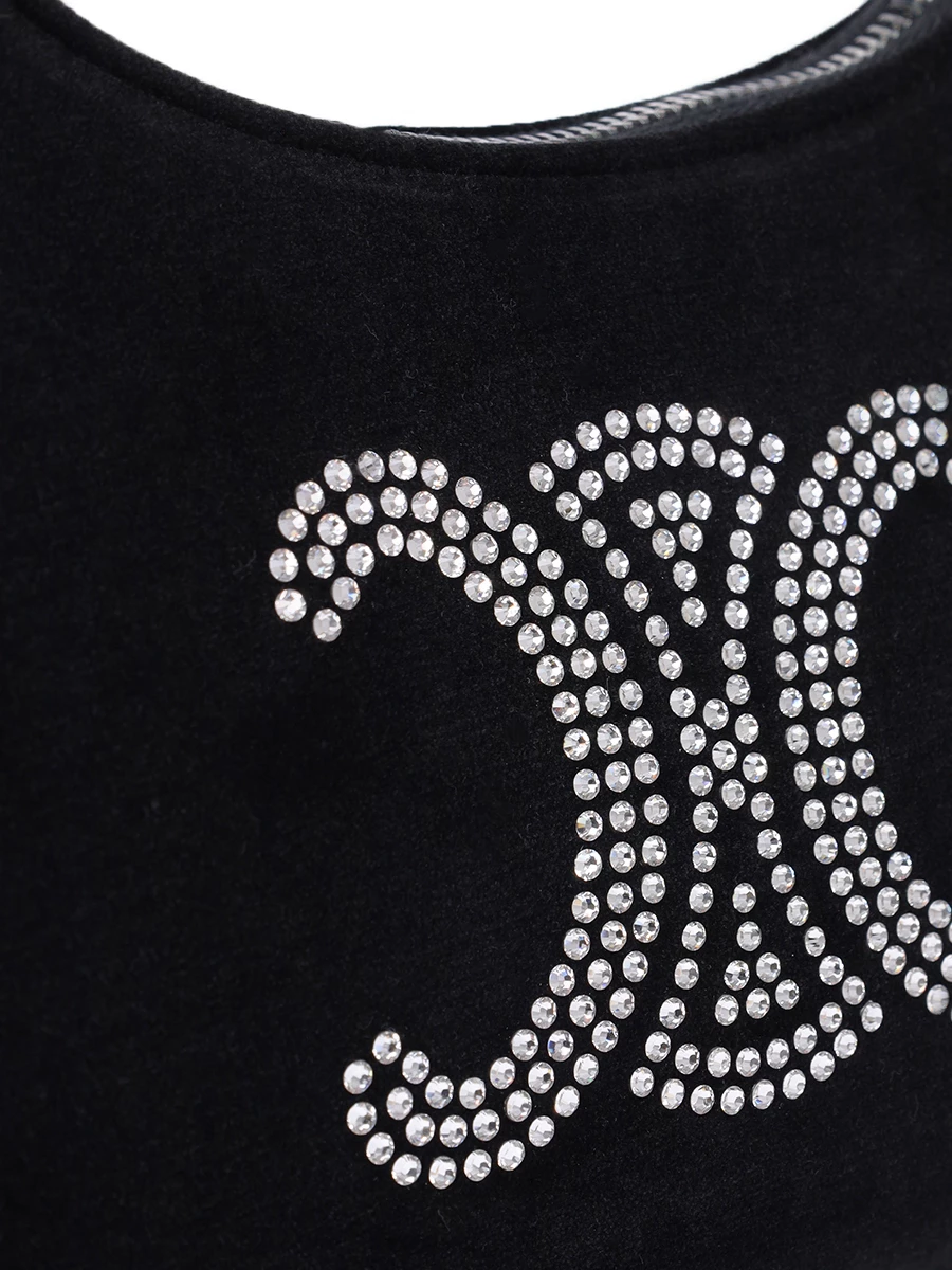 Сумка текстильная Triomphe Ava CELINE 193952FJM38SI Стразы Черный  Фото 5