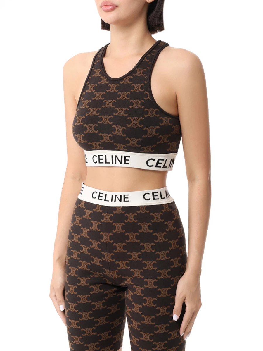Топ с принтом CELINE 2AF10916T19BR Коричневый  Фото 4