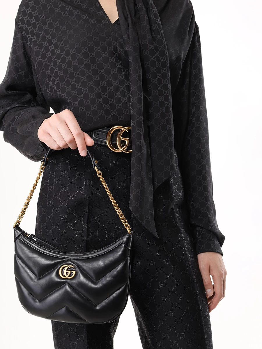 Сумка кожаная GG Marmont GUCCI 777263AAC741000 Черный  Фото 2