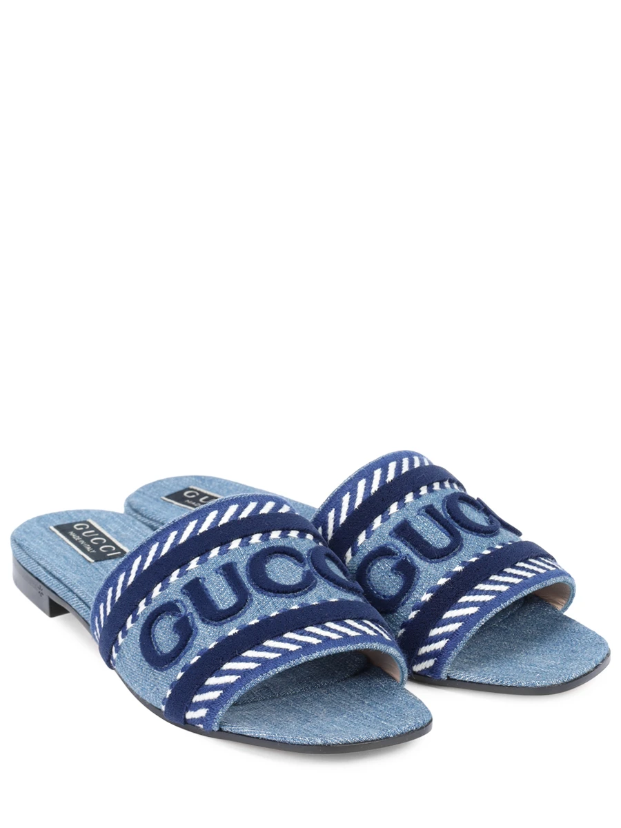Шлепанцы текстильные GUCCI 771589FACK34609 Деним  Фото 2