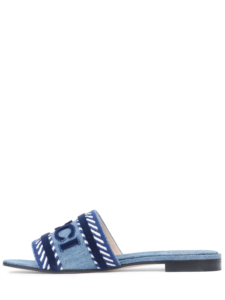 Шлепанцы текстильные GUCCI 771589FACK34609 Деним  Фото 3