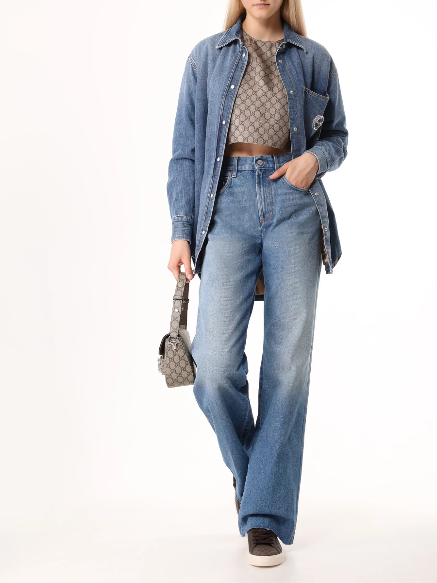 Рубашка джинсовая GUCCI 772882XDCT94447 Голубой  Фото 2
